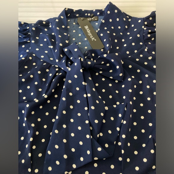 NWT Allegra K polka dot navy/white woman blouse size M - Picture 7 of 9